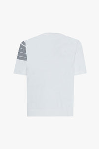 T-shirt à rayures contrastantes en soie - White