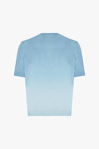 T-shirt à motif géométrique dégradé en soie - Blue Sky