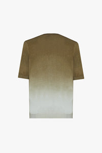 T-shirt à motif géométrique dégradé en soie - Kaky Green