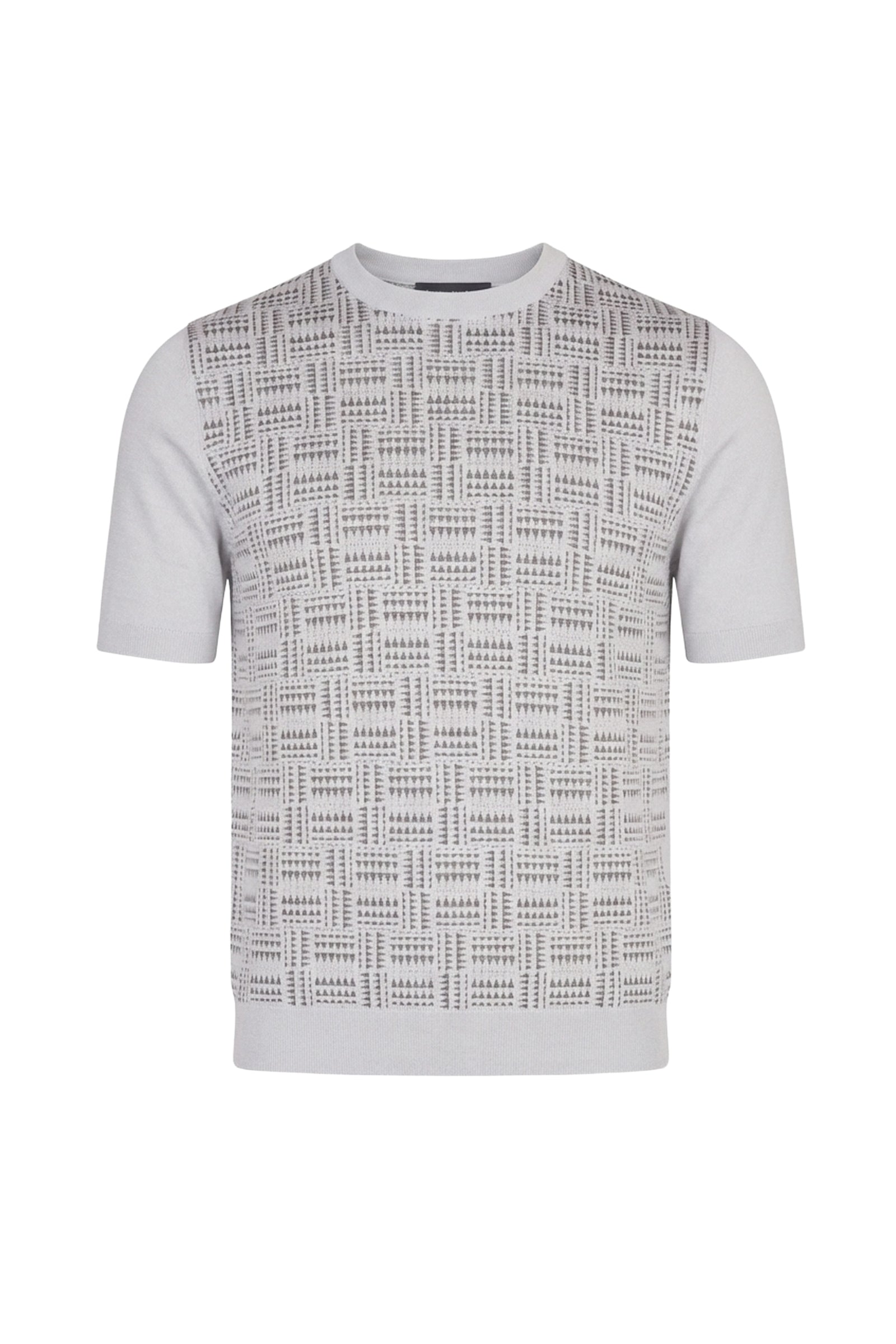 Pull à motif géométrique en soie - Argenté & Gris
