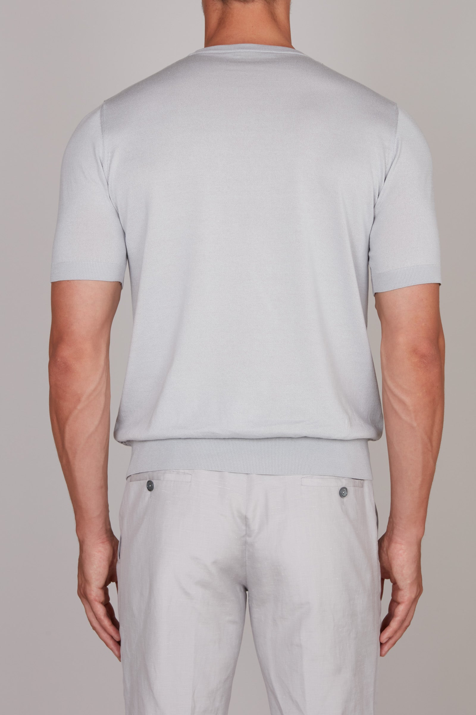 Pull à motif géométrique en soie - Argenté & Gris