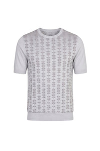 T-shirt à motif jacquard géométrique en soie - Gris