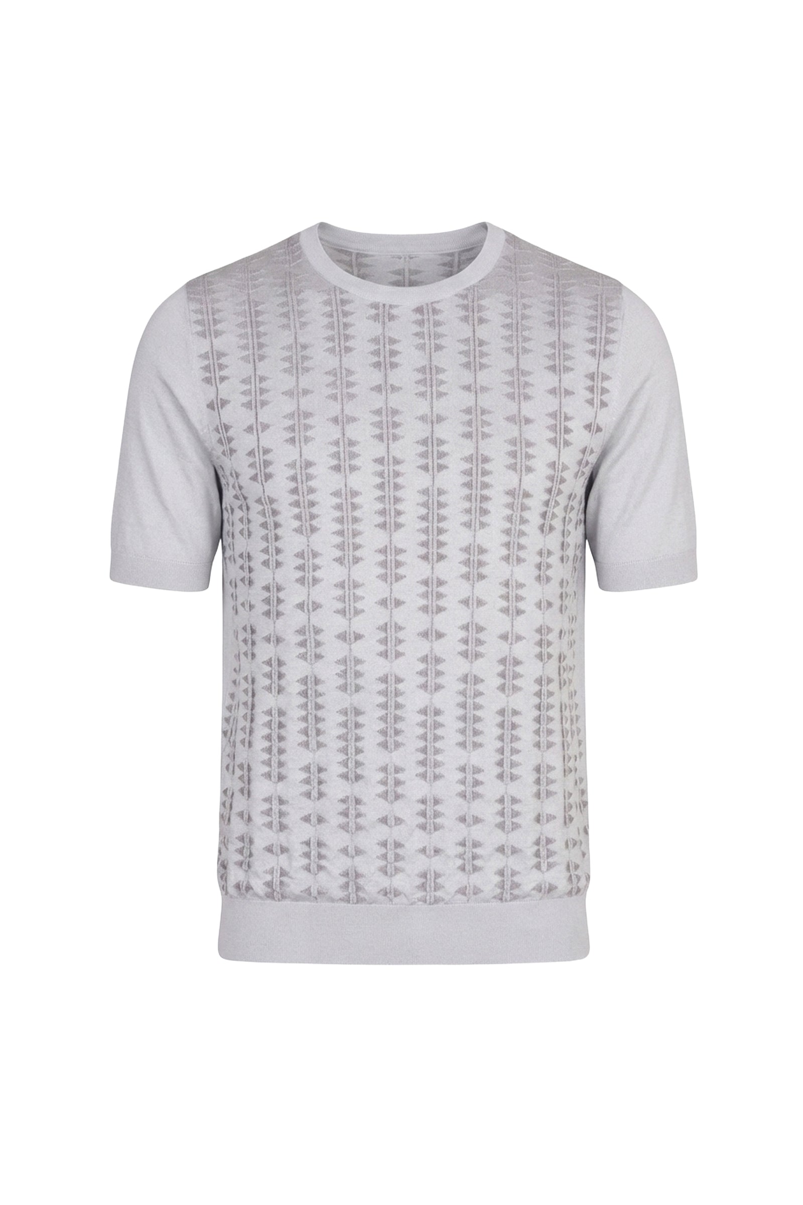 T-shirt à motif jacquard géométrique en soie - Gris