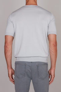 T-shirt à motif jacquard géométrique en soie - Gris