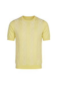 T-shirt à motif géométrique texturé en soie - Jaune