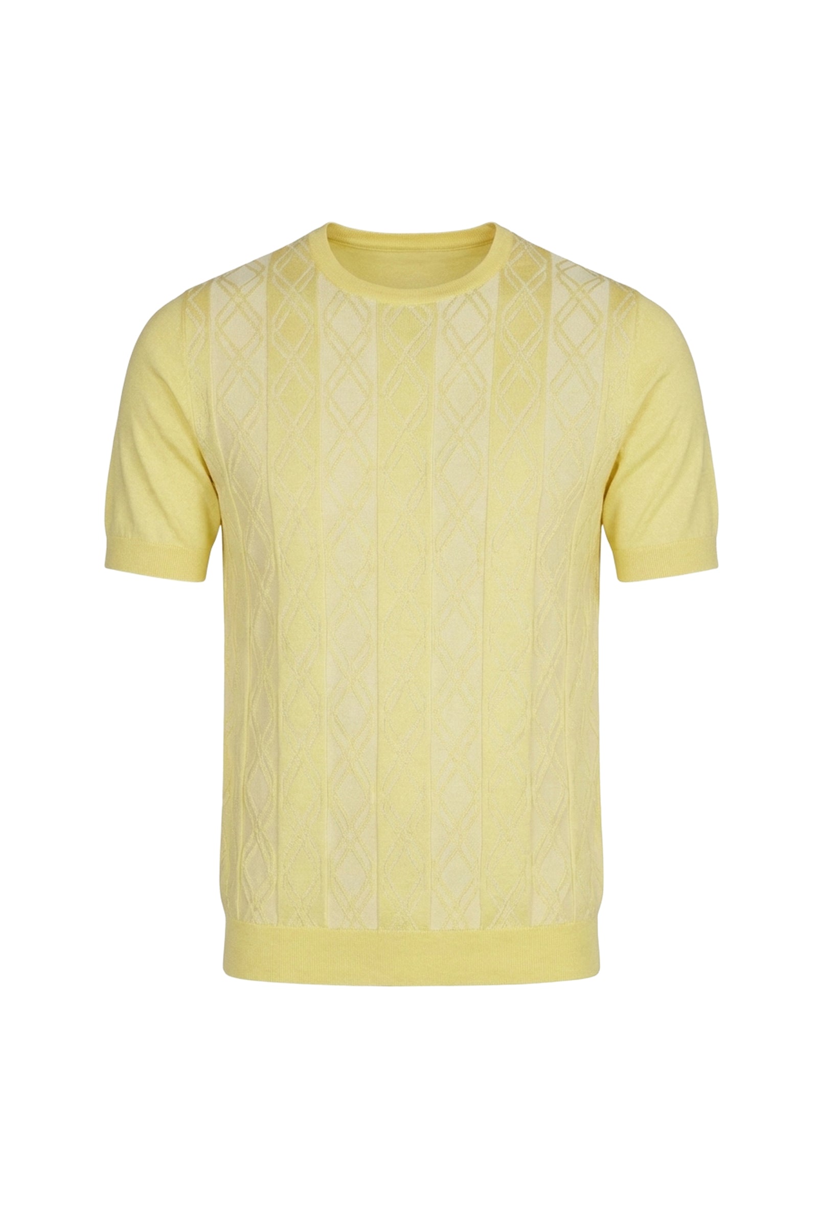 T-shirt à motif géométrique texturé en soie - Jaune