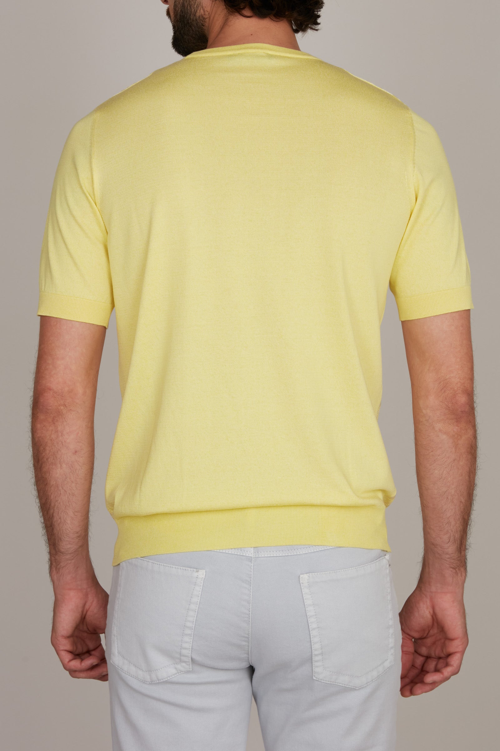 T-shirt à motif géométrique texturé en soie - Jaune