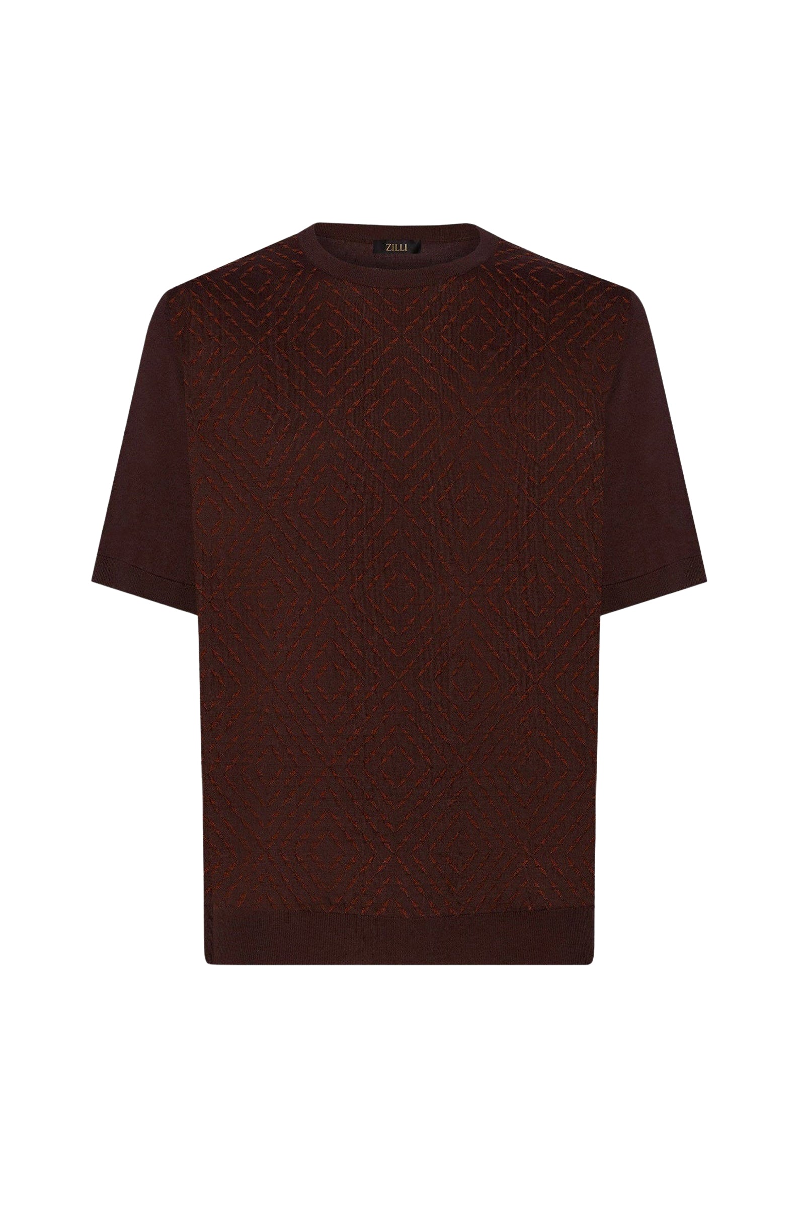 T-shirt à motif géométrique en soie - Chocolate