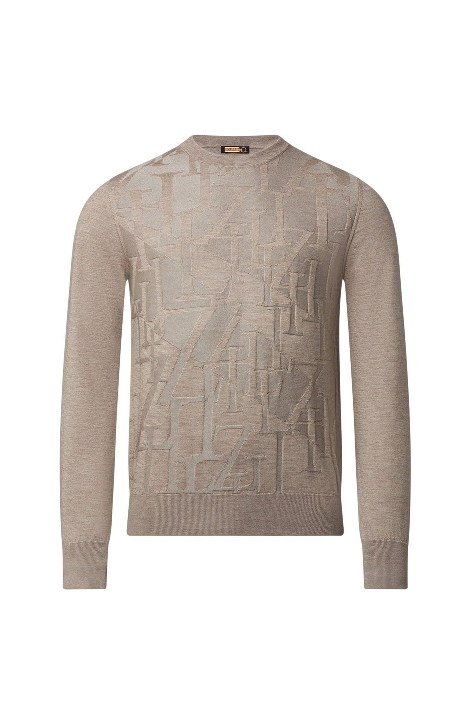 Pull à motif géométrique texturé en cachemire - Beige