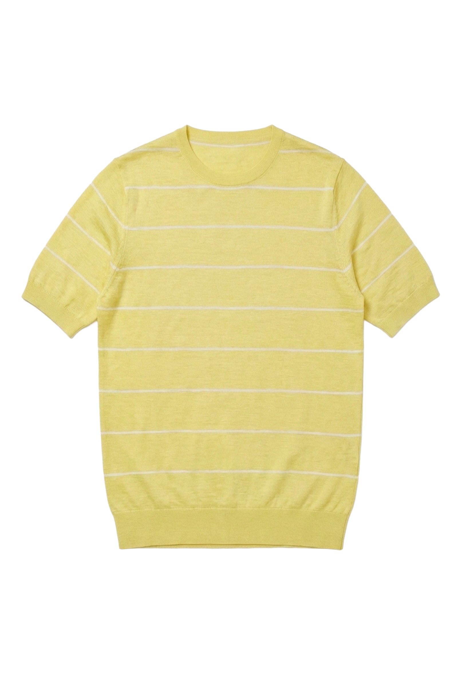 T-shirt maille à rayures horizontales en cachemire - Jaune & Blanc