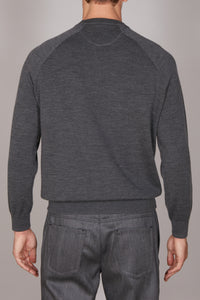 Pull à manches raglan en laine fine - Gris
