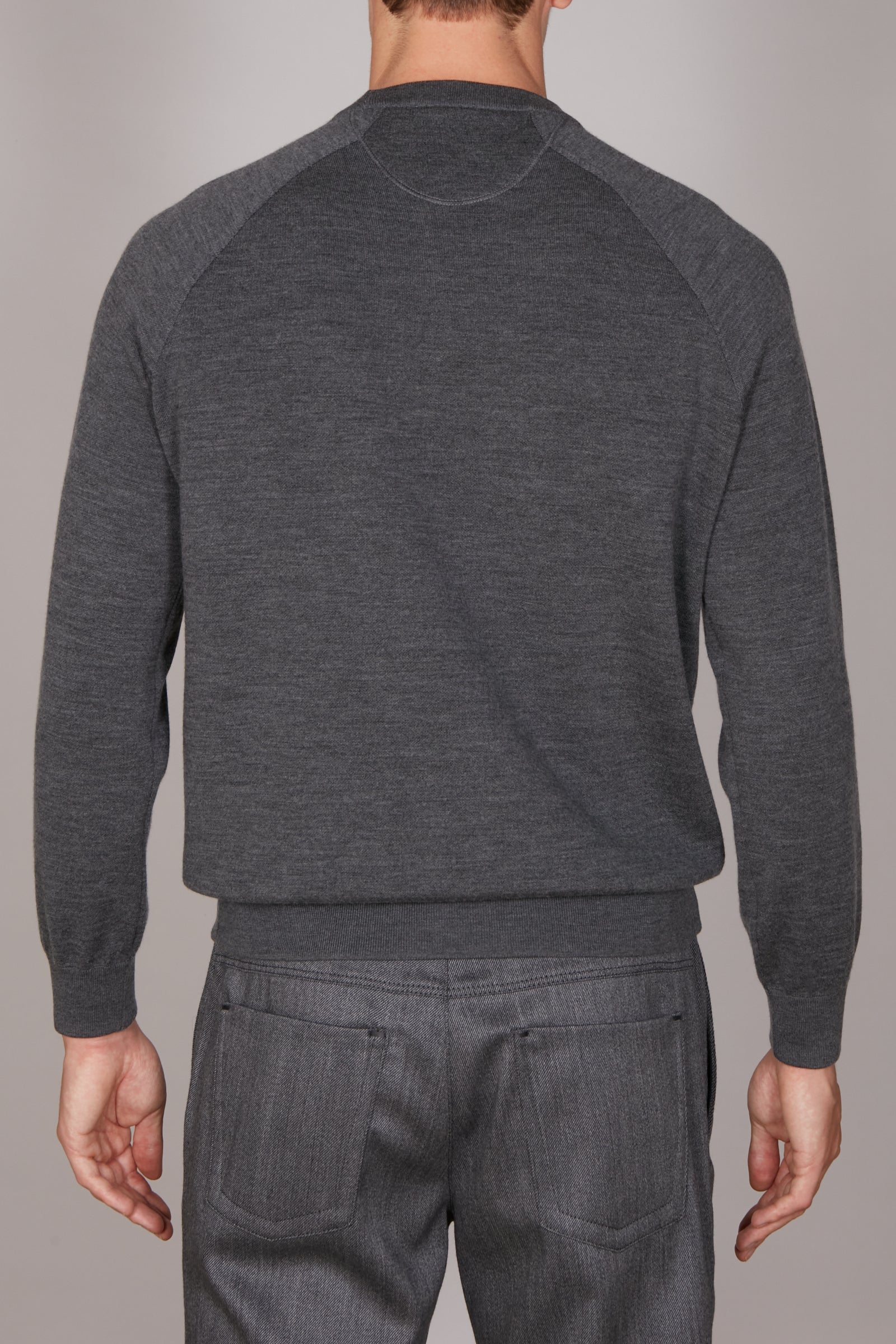 Pull à manches raglan en laine fine - Gris