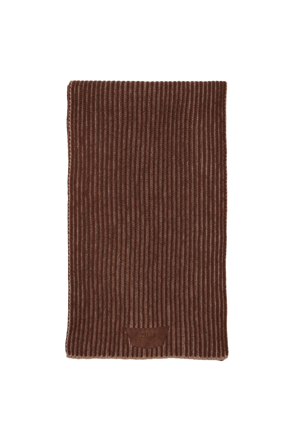 Two-tone, textured wool and cashmere scarf - Whiskey