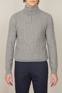 Pull à col châle et manches longues en laine - Soft Grey