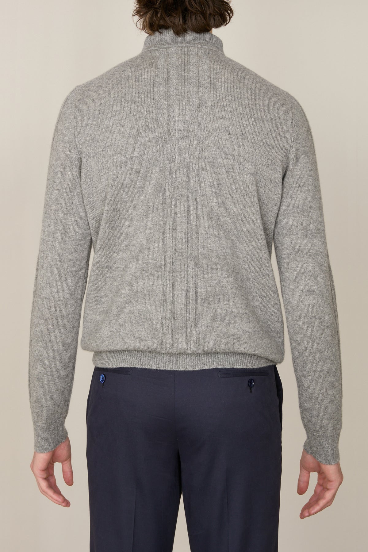 Pull à col châle et manches longues en laine - Soft Grey