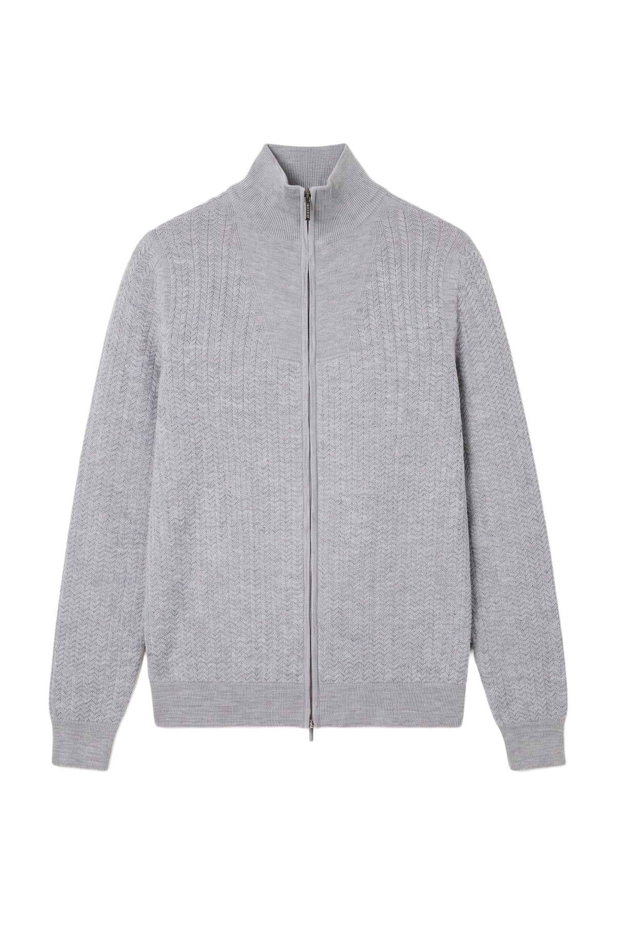 Pull à col châle et manches longues en laine - Soft Grey