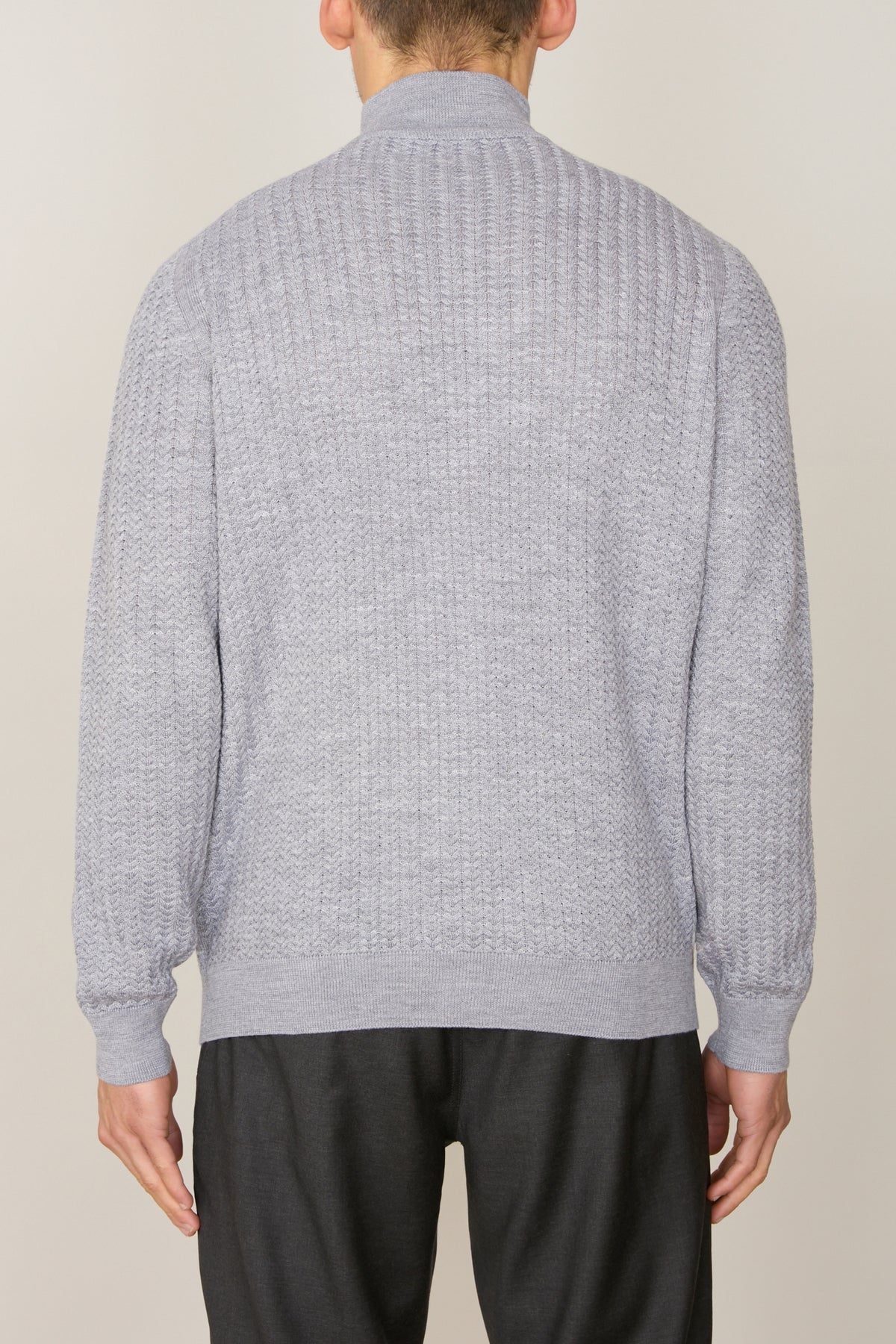 Pull à col châle et manches longues en laine - Soft Grey