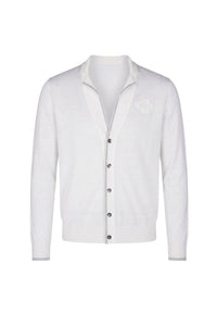 Cardigan brodé en cachemire - Blanc & Gris
