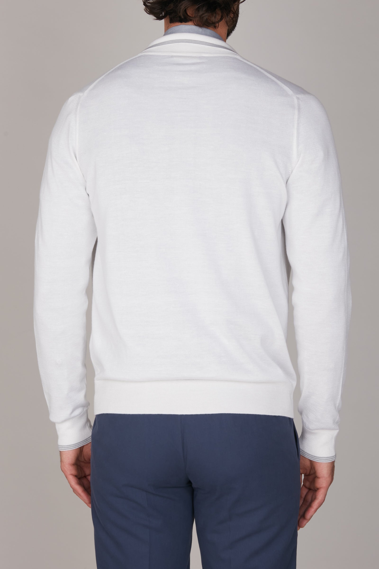 Cardigan brodé en cachemire - Blanc & Gris