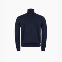 Pull à motif côtelé en laine - Bleu