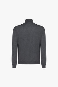 Pull à col roulé en laine fine - Gris