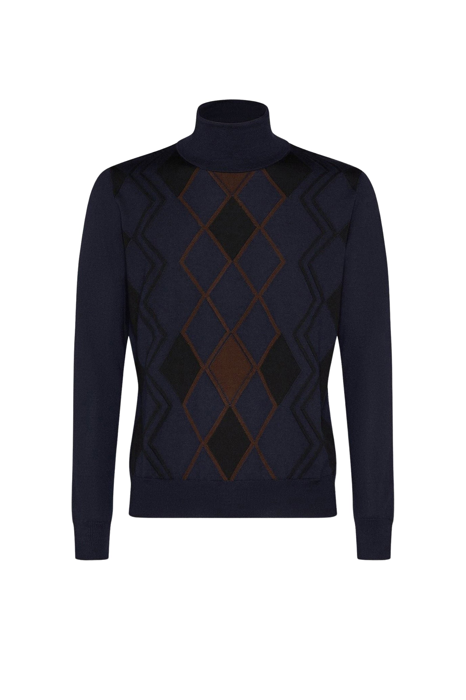 Pull à motif argyle en laine - Bleu
