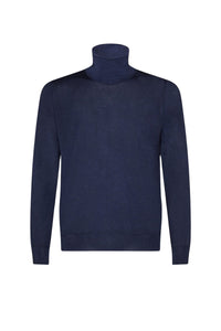 Wool mottled turtleneck jumper - Blue