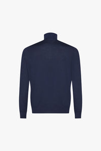 Wool mottled turtleneck jumper - Blue