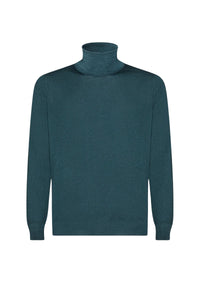 Wool mottled turtleneck jumper - Green