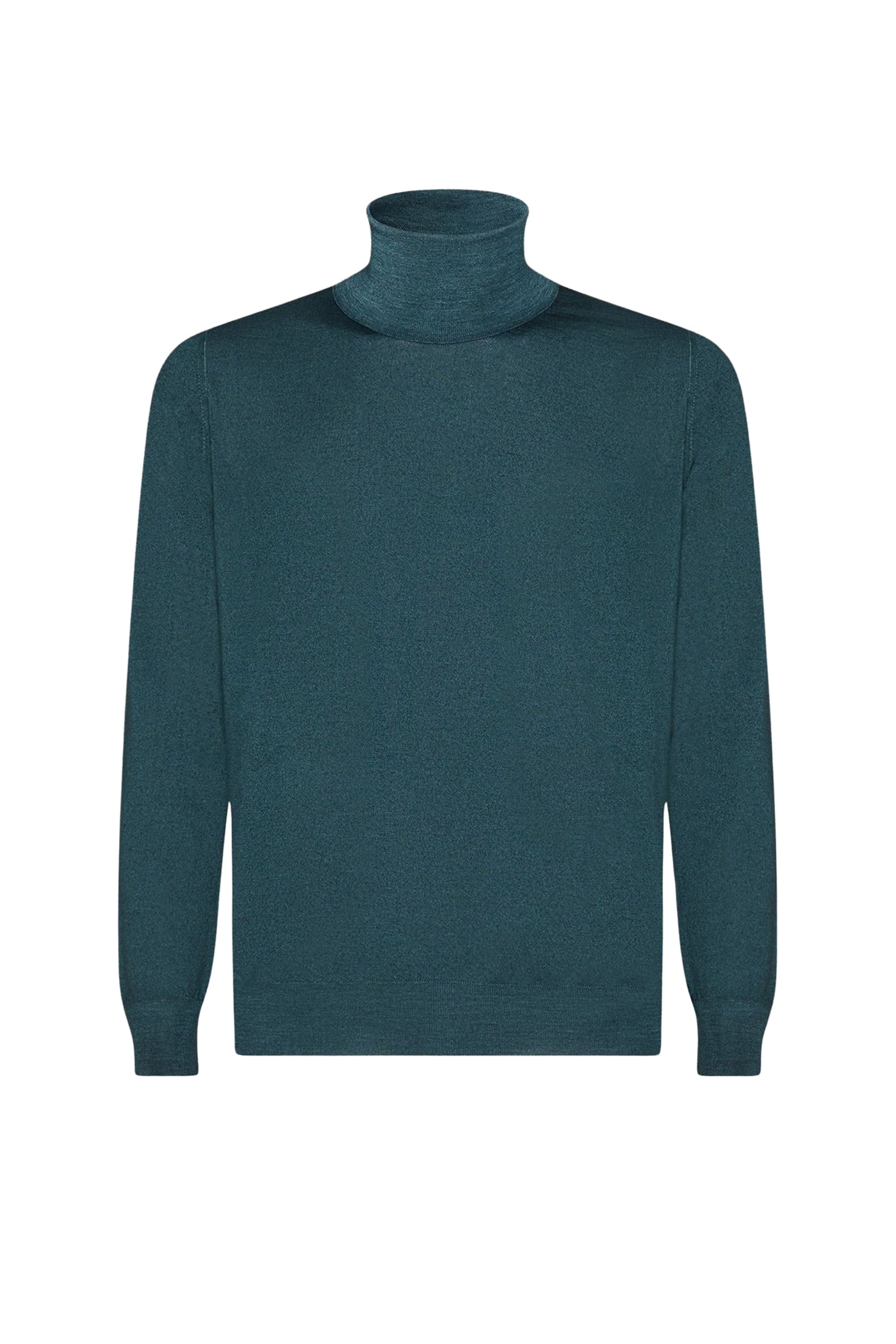 Wool mottled turtleneck jumper - Green