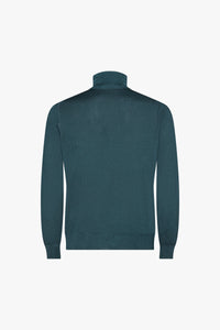 Wool mottled turtleneck jumper - Green