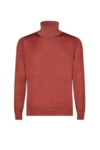 Wool ribbed turtleneck jumper - Orange