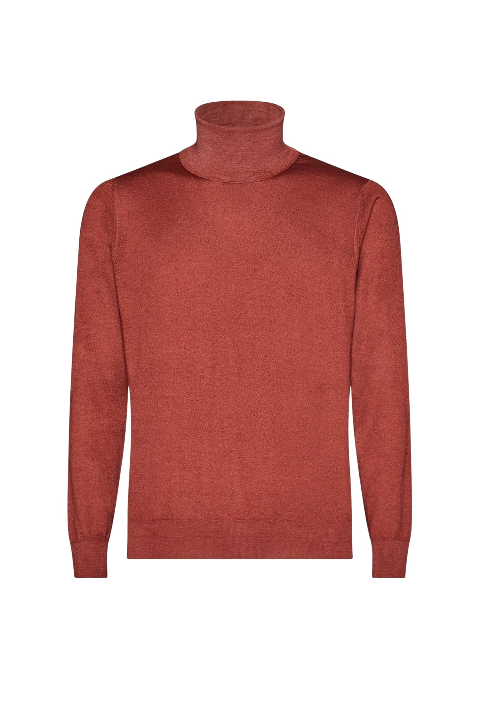 Wool ribbed turtleneck jumper - Orange