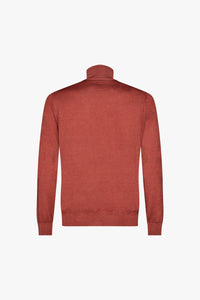 Wool ribbed turtleneck jumper - Orange
