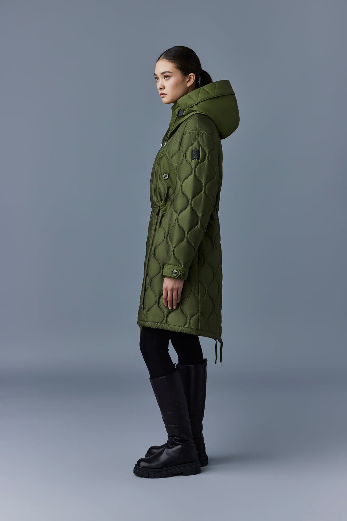 Kula mid-length quilted hooded parka - Light Military