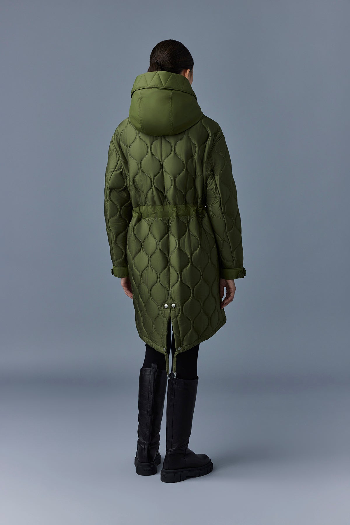 Kula mid-length quilted hooded parka - Light Military