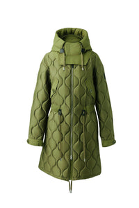 Kula mid-length quilted hooded parka - Light Military