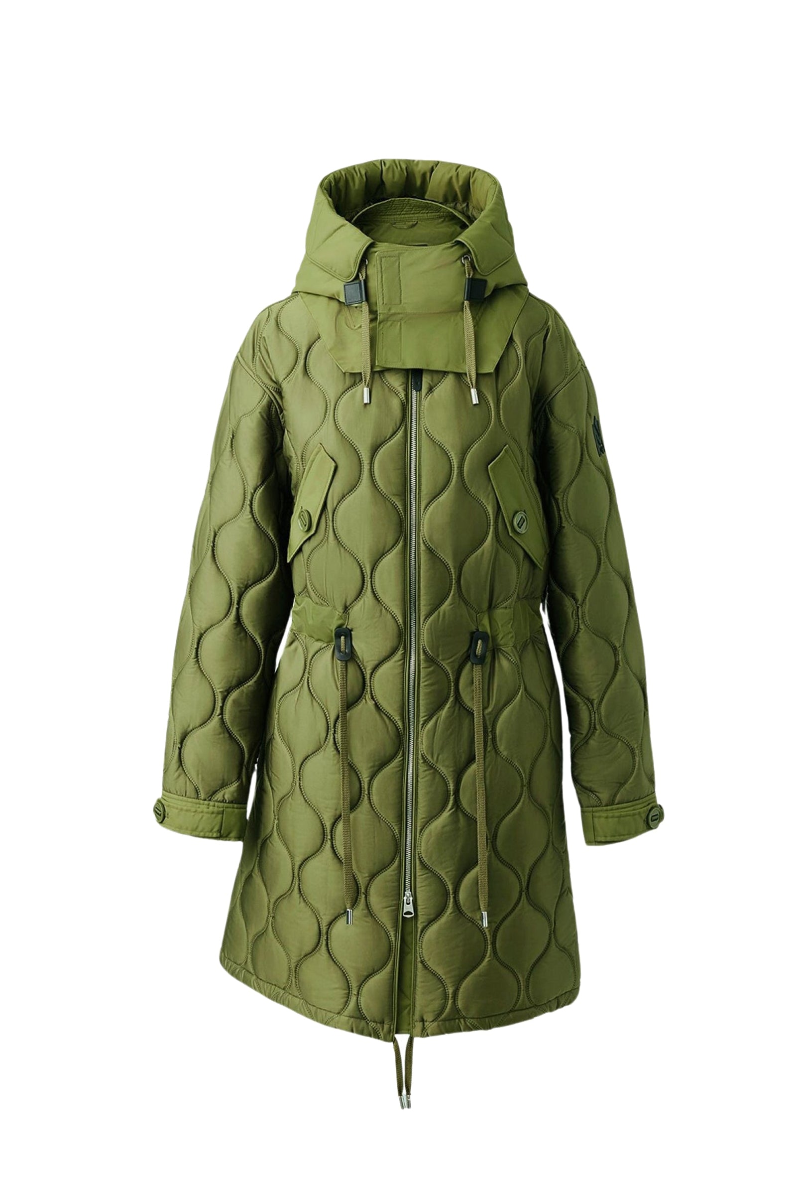 Kula mid-length quilted hooded parka - Light Military