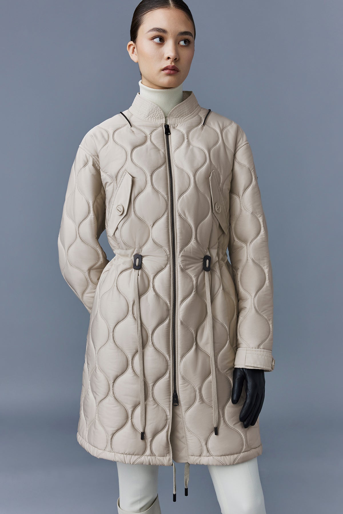 Kula quilted hooded mid-length parka - Trench coat