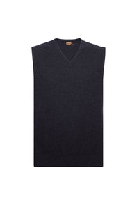 Pull sans manches maille côtelée en laine - Gris