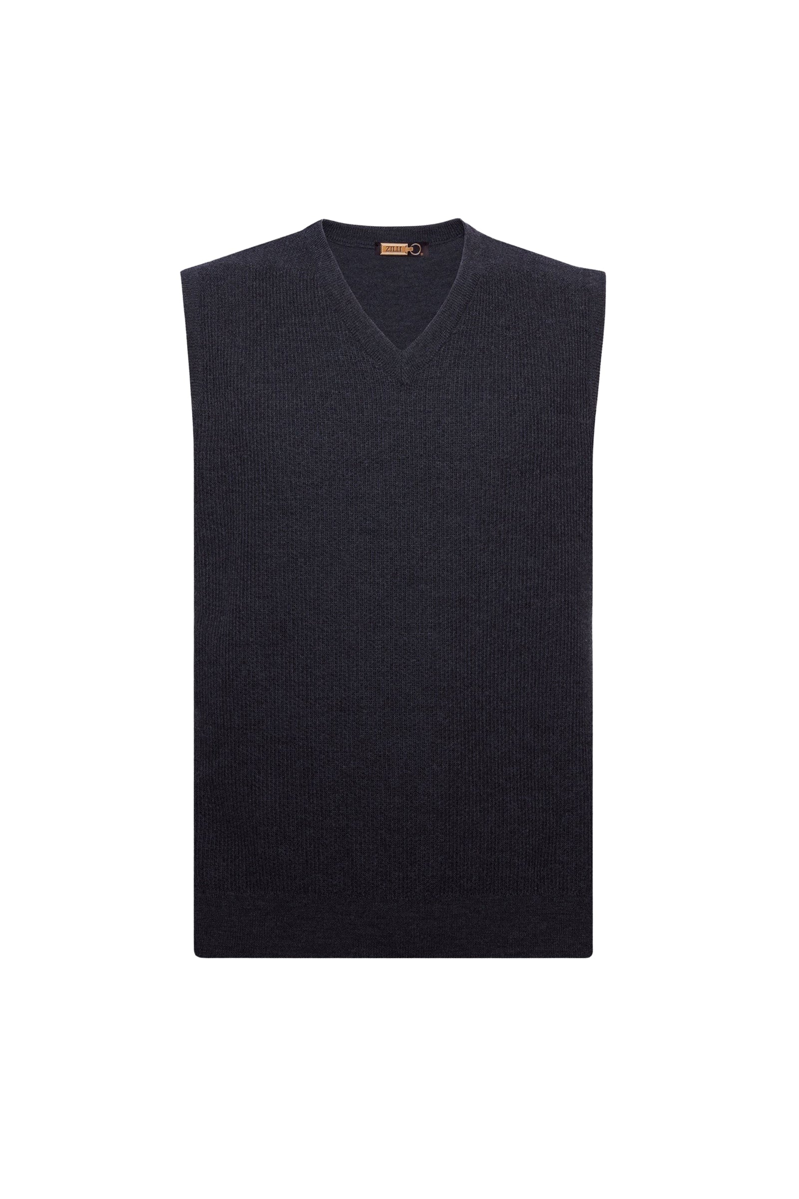 Pull sans manches maille côtelée en laine - Gris