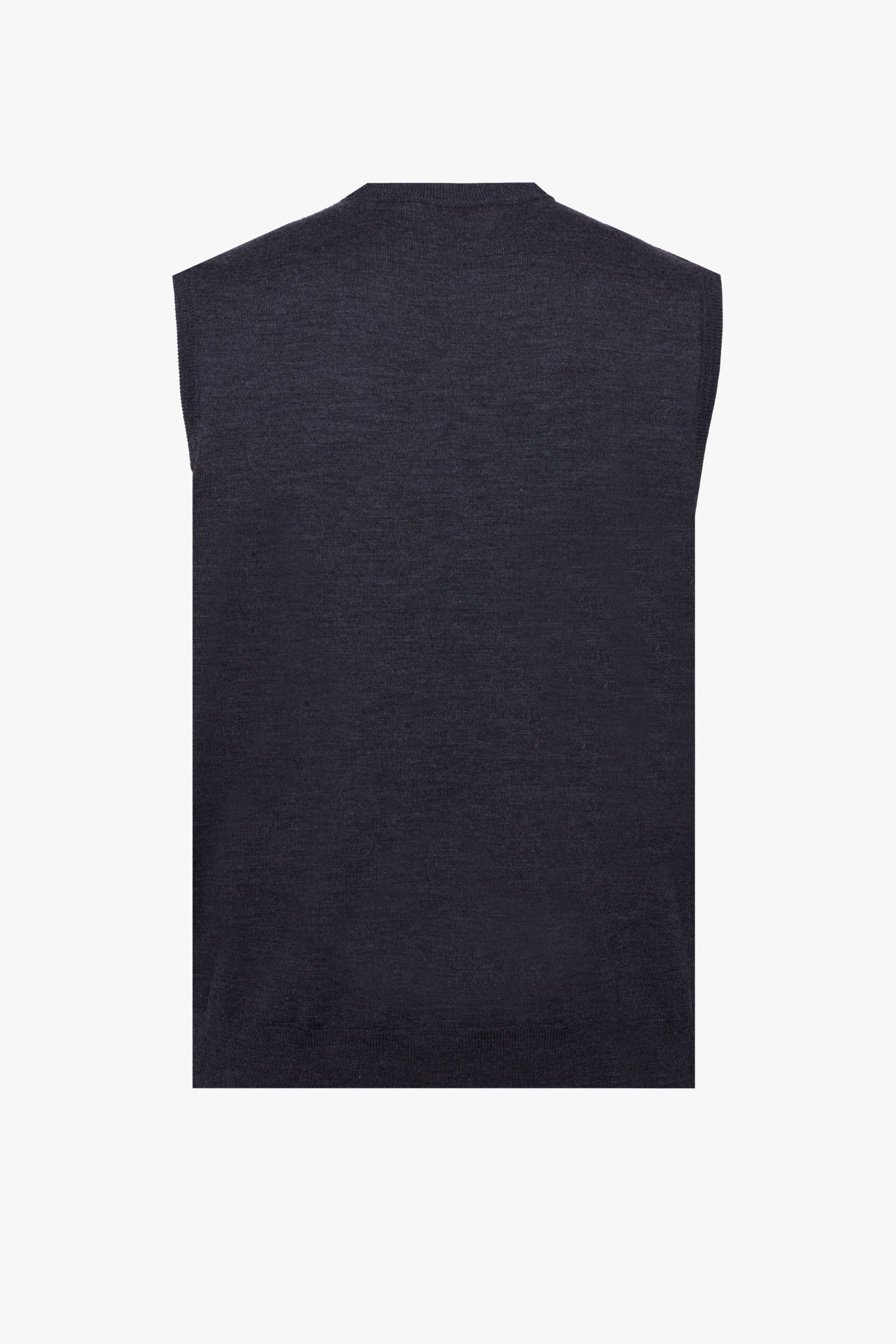 Pull sans manches maille côtelée en laine - Gris
