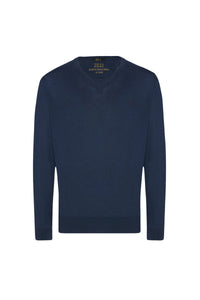Wool V-neck ribbed jumper - Blue