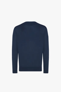 Wool V-neck ribbed jumper - Blue