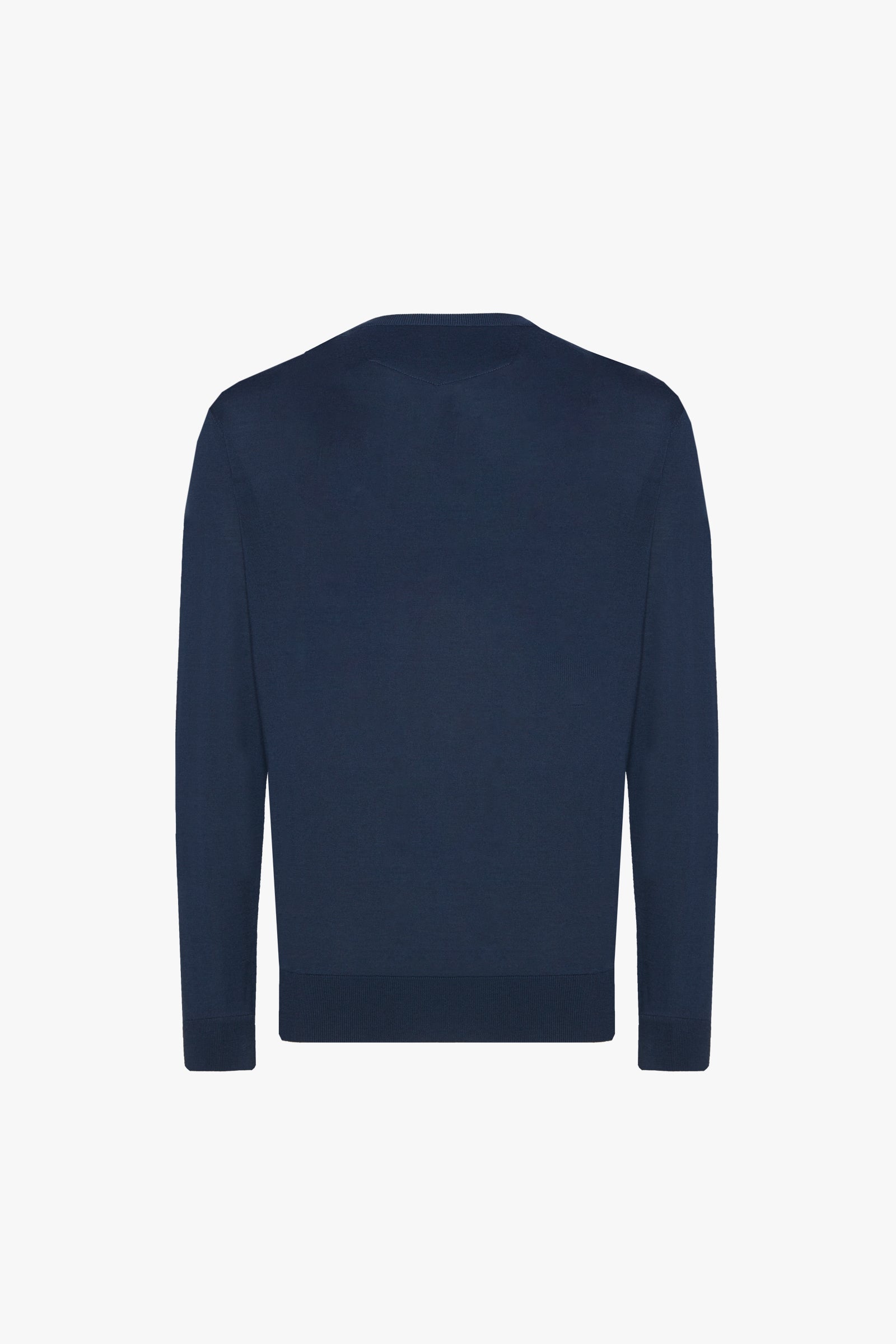 Wool V-neck ribbed jumper - Blue