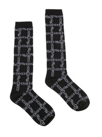 Chaussettes Longues À Grille Et Logo - Black/White