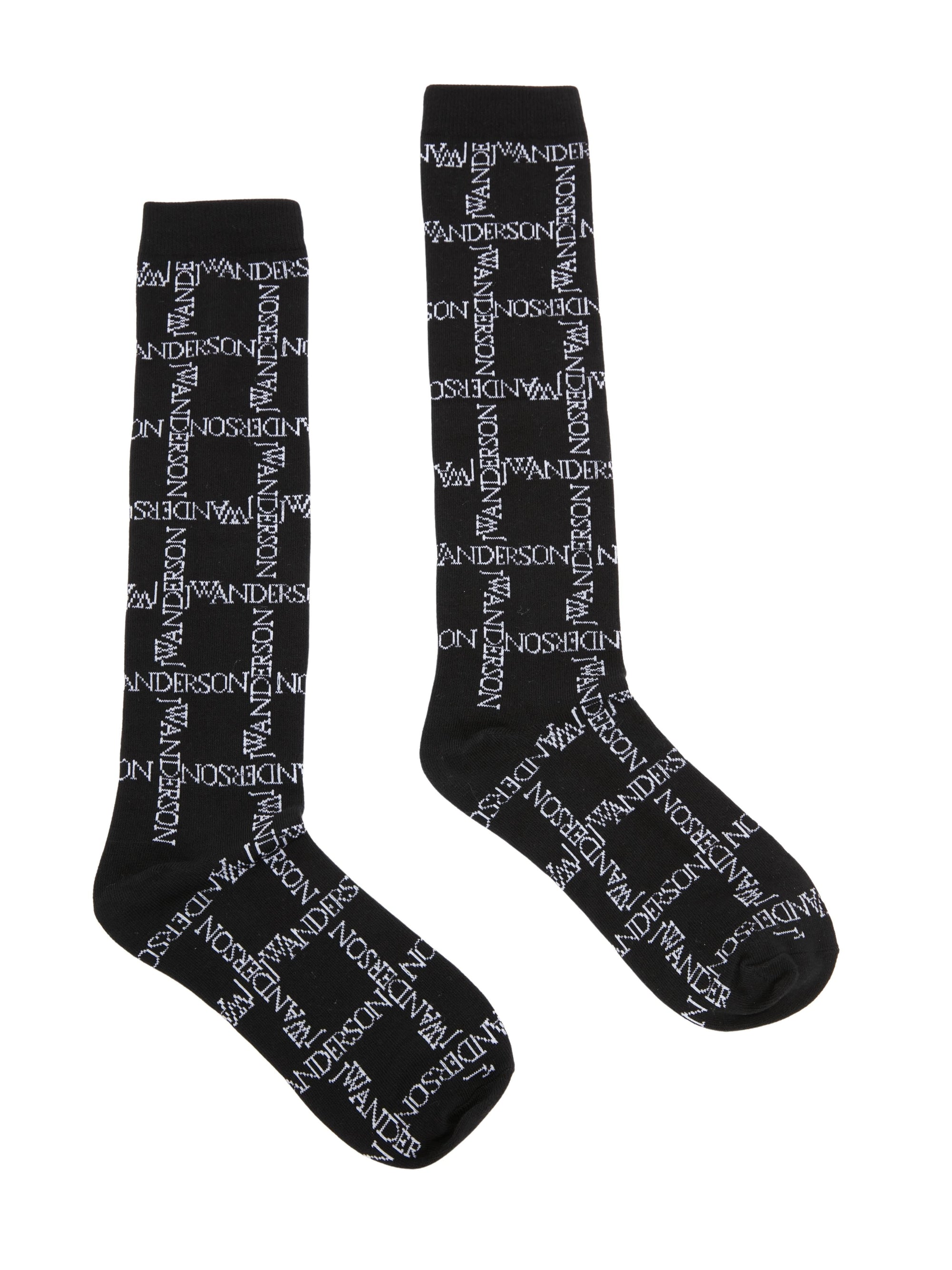 Chaussettes Longues À Grille Et Logo - Black/White