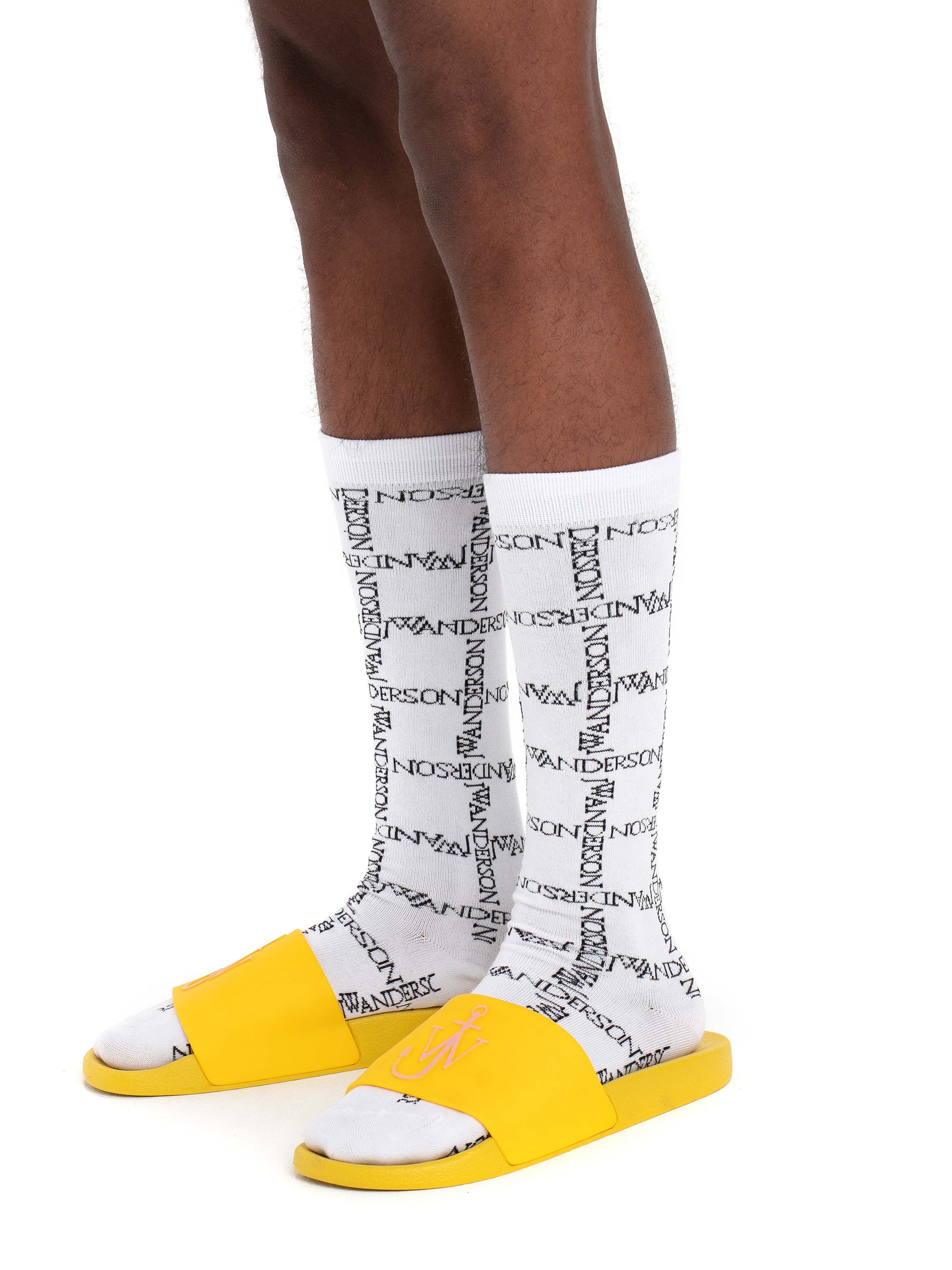 Chaussettes Longues À Grille Et Logo - White/Black