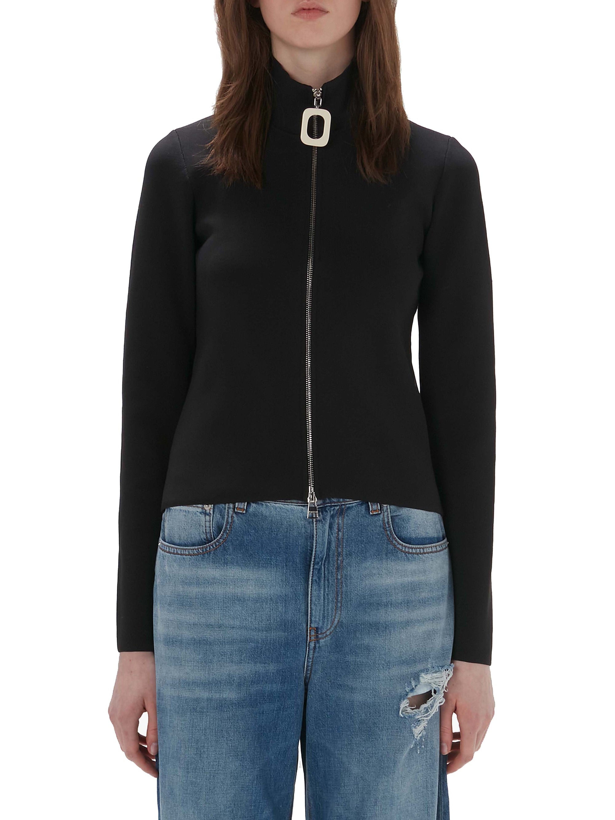 Cardigan Ajusté À Fermeture Éclair - Black