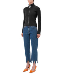 Waistcoat with zip and stand-up collar - Black